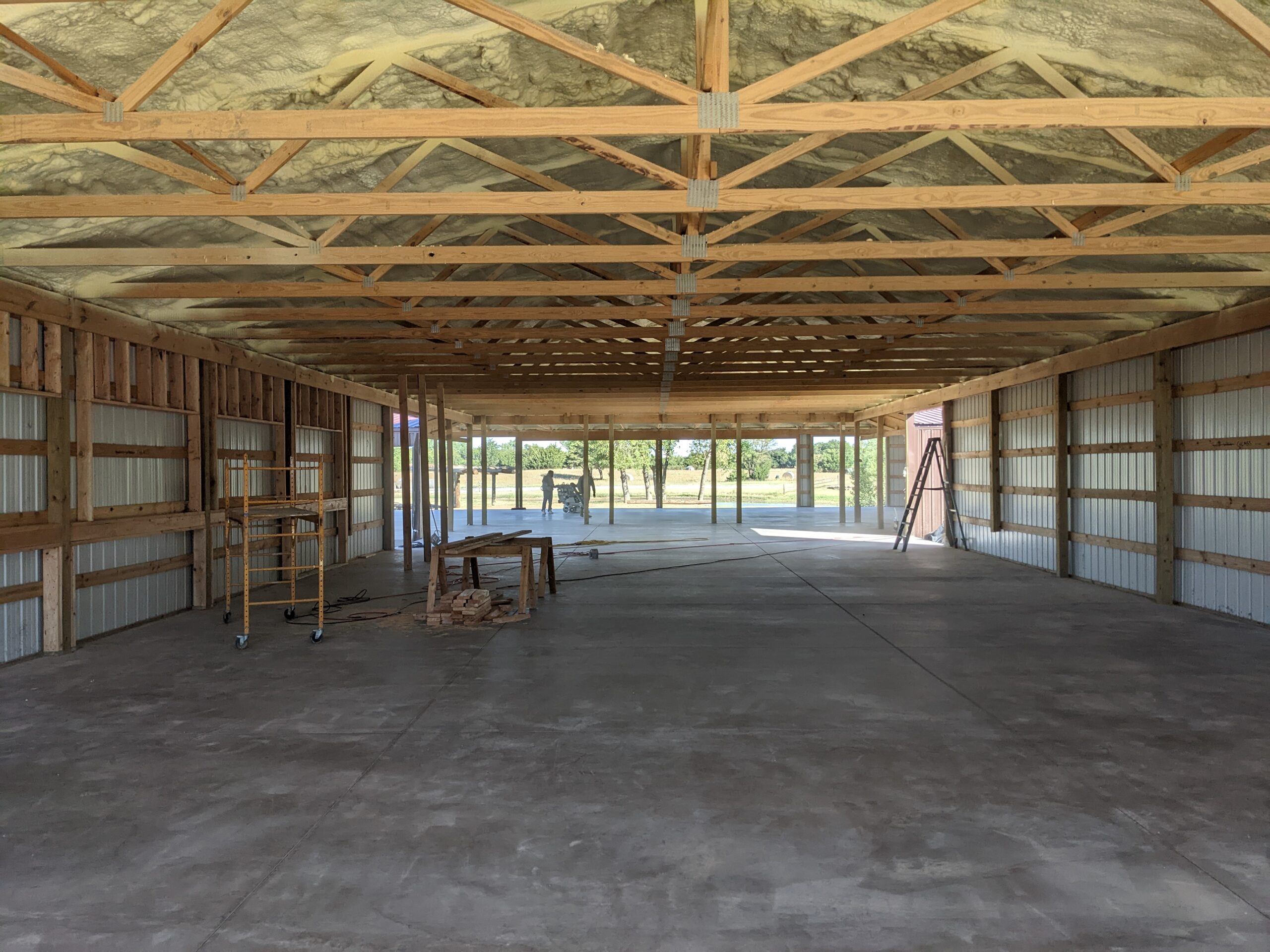 Large open interior of new barndominium event venue, new construction HVAC Oklahoma