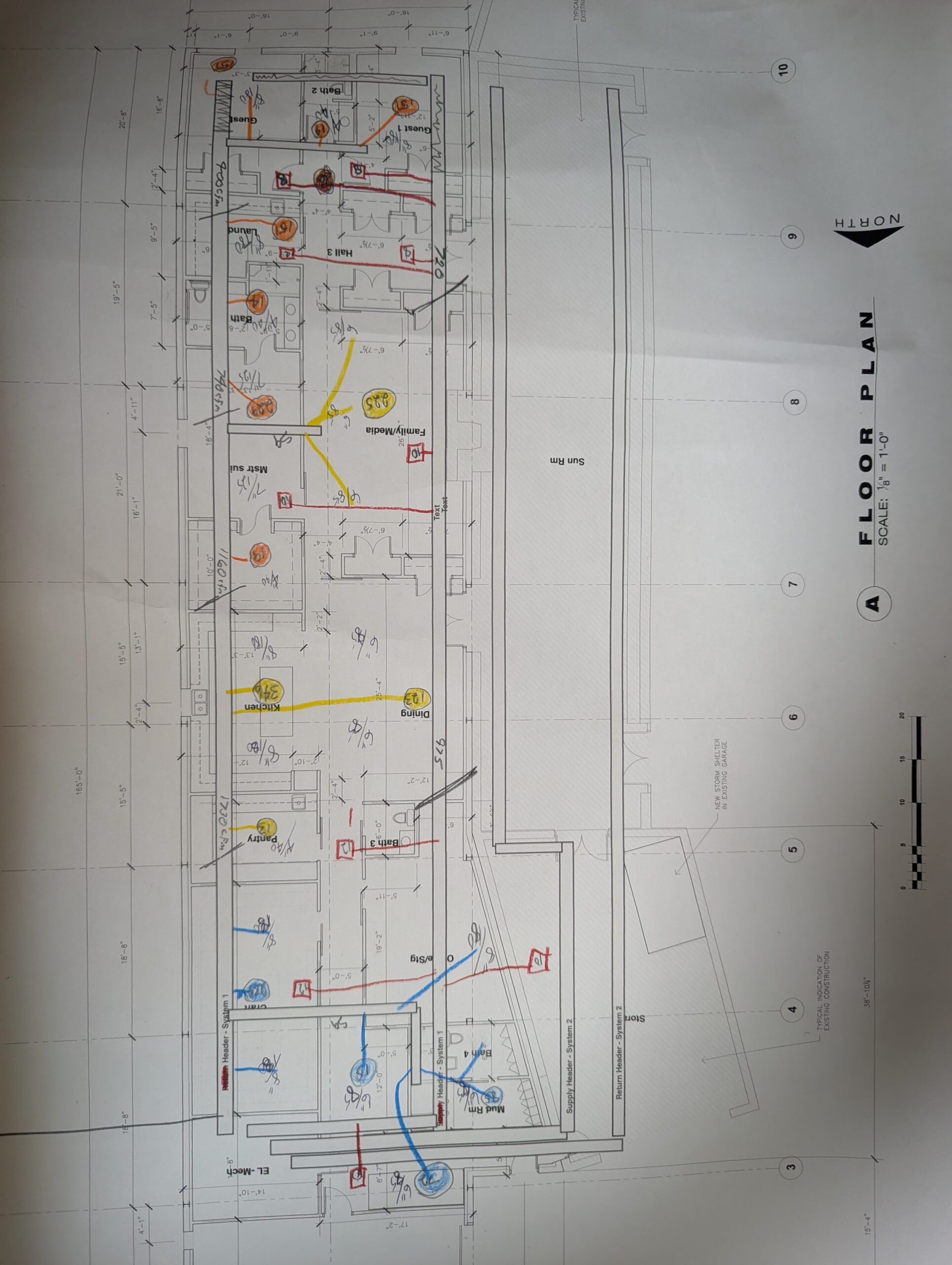 Duct layout design sketch — new construction HVAC Oklahoma