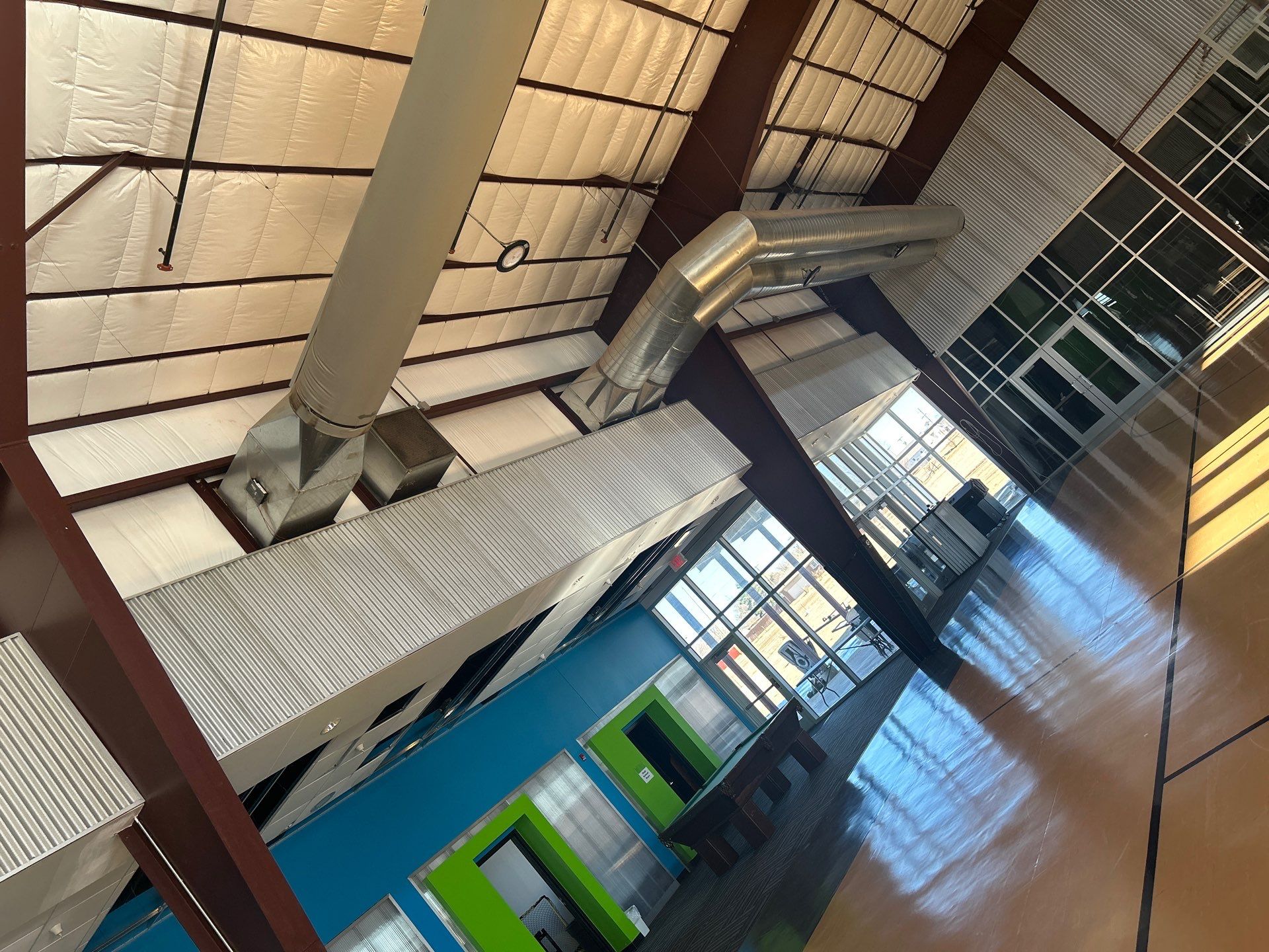 Commercial HVAC ductwork installation inside church building in Kingfisher Oklahoma