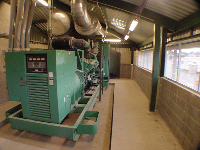 Two Cummins 1500 KW generator sets in dedicated generator building at commercial data center