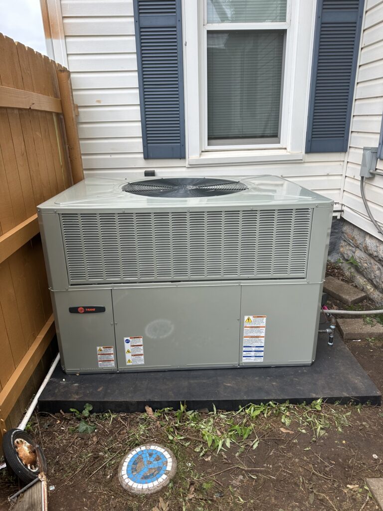 Trane residential package unit installed in central Oklahoma