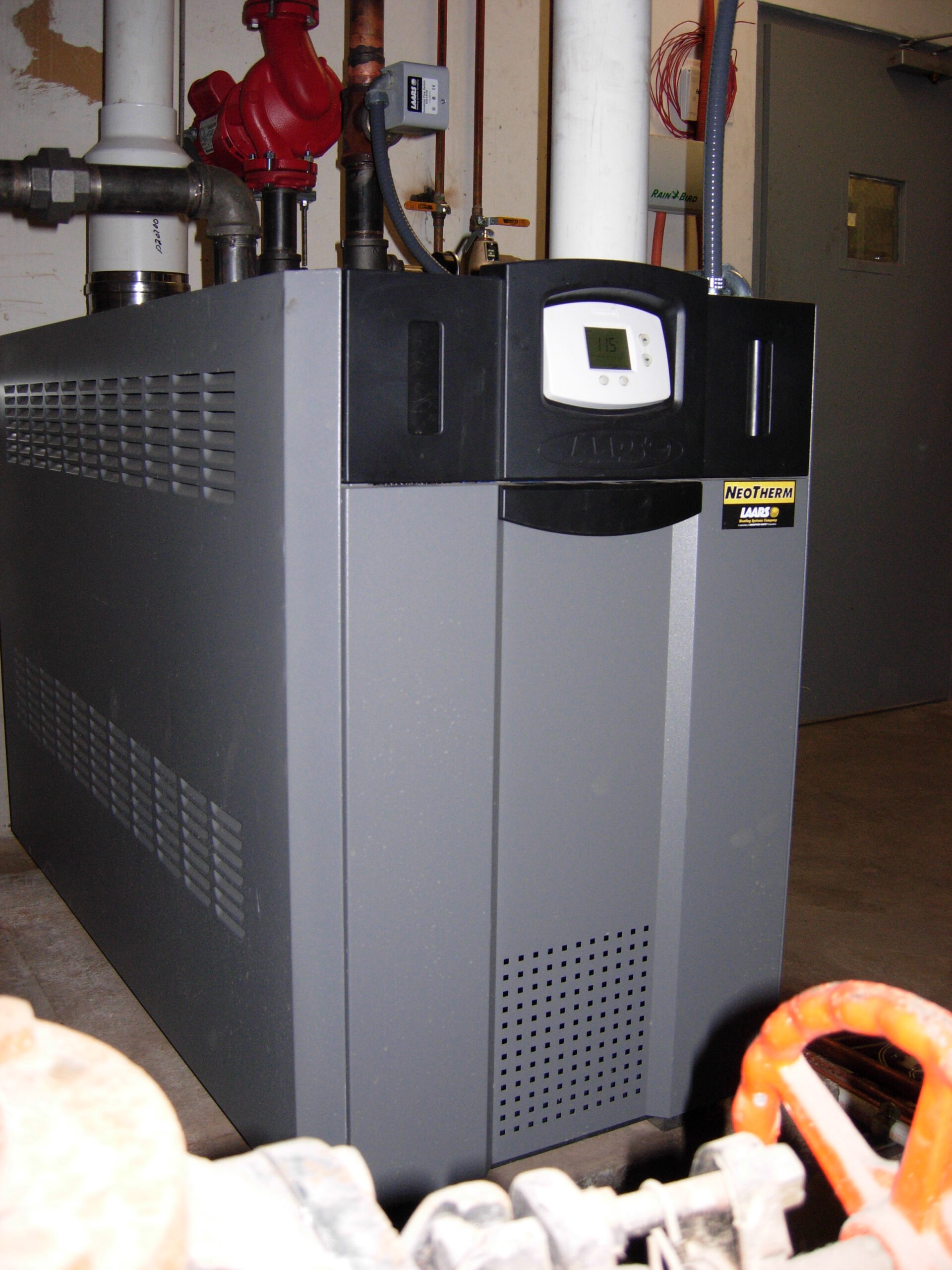 Completed Laars NeoTherm high-efficiency commercial boiler installation at Cornerstone Bank Watonga Oklahoma