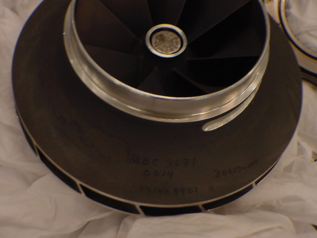 McQuay centrifugal chiller compressor impeller wheel removed during factory defect rebuild