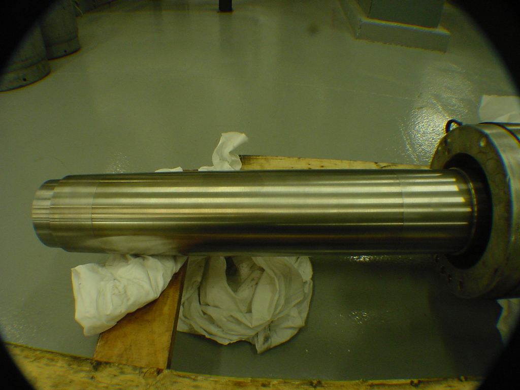 McQuay chiller precision rotor shaft removed and laid out for inspection and measurement