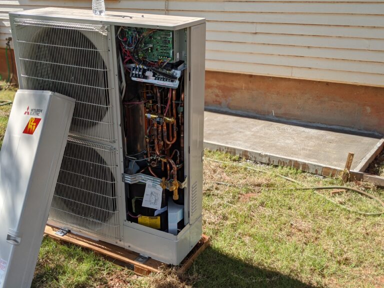 Mitsubishi ductless mini-split outdoor unit in Oklahoma
