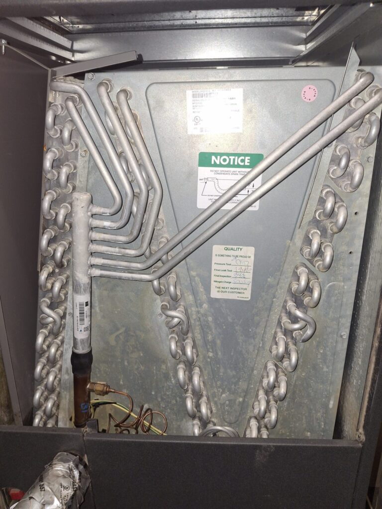 Gas furnace heat exchanger assembly, interior view