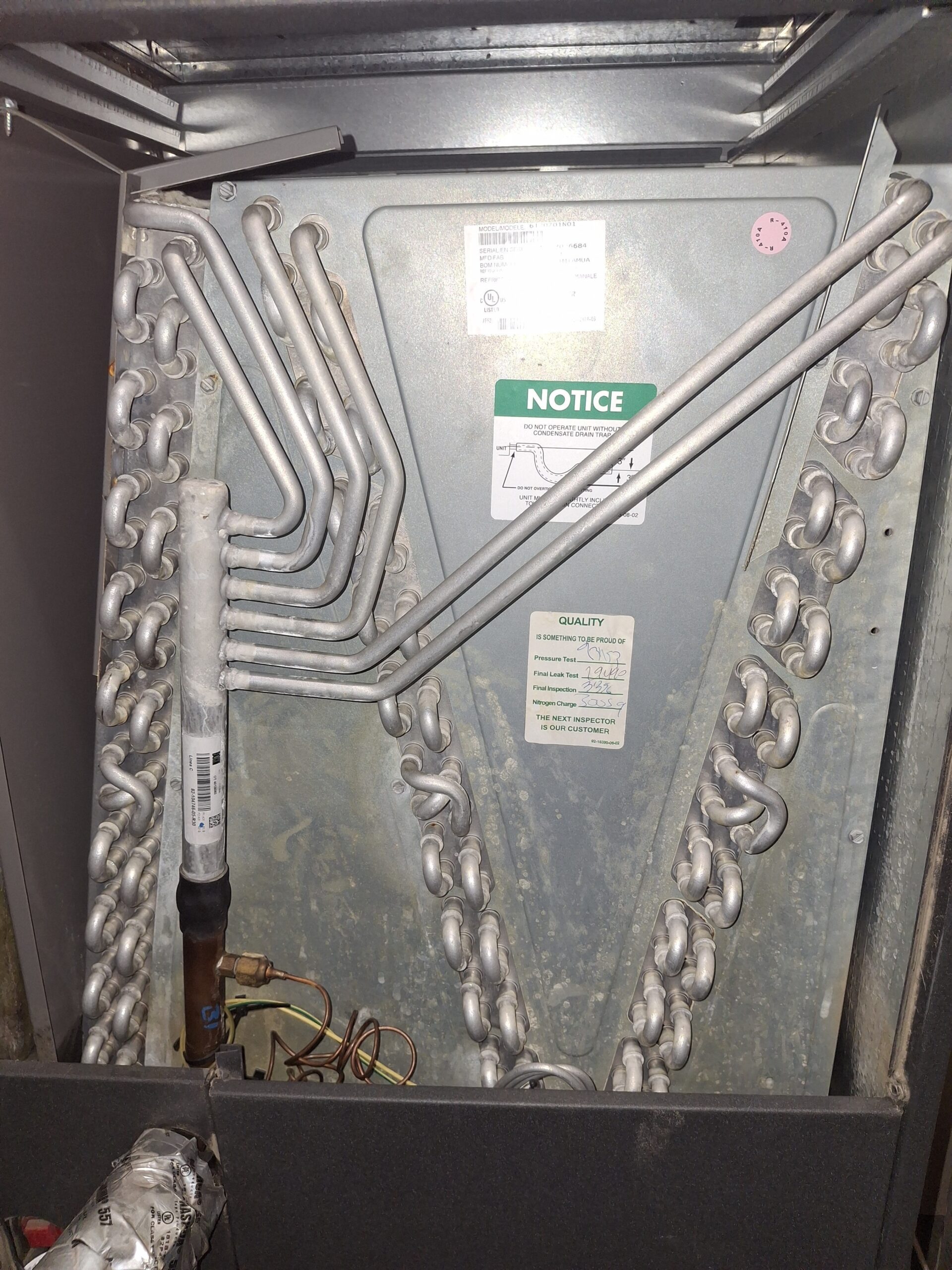 Gas furnace heat exchanger assembly interior view