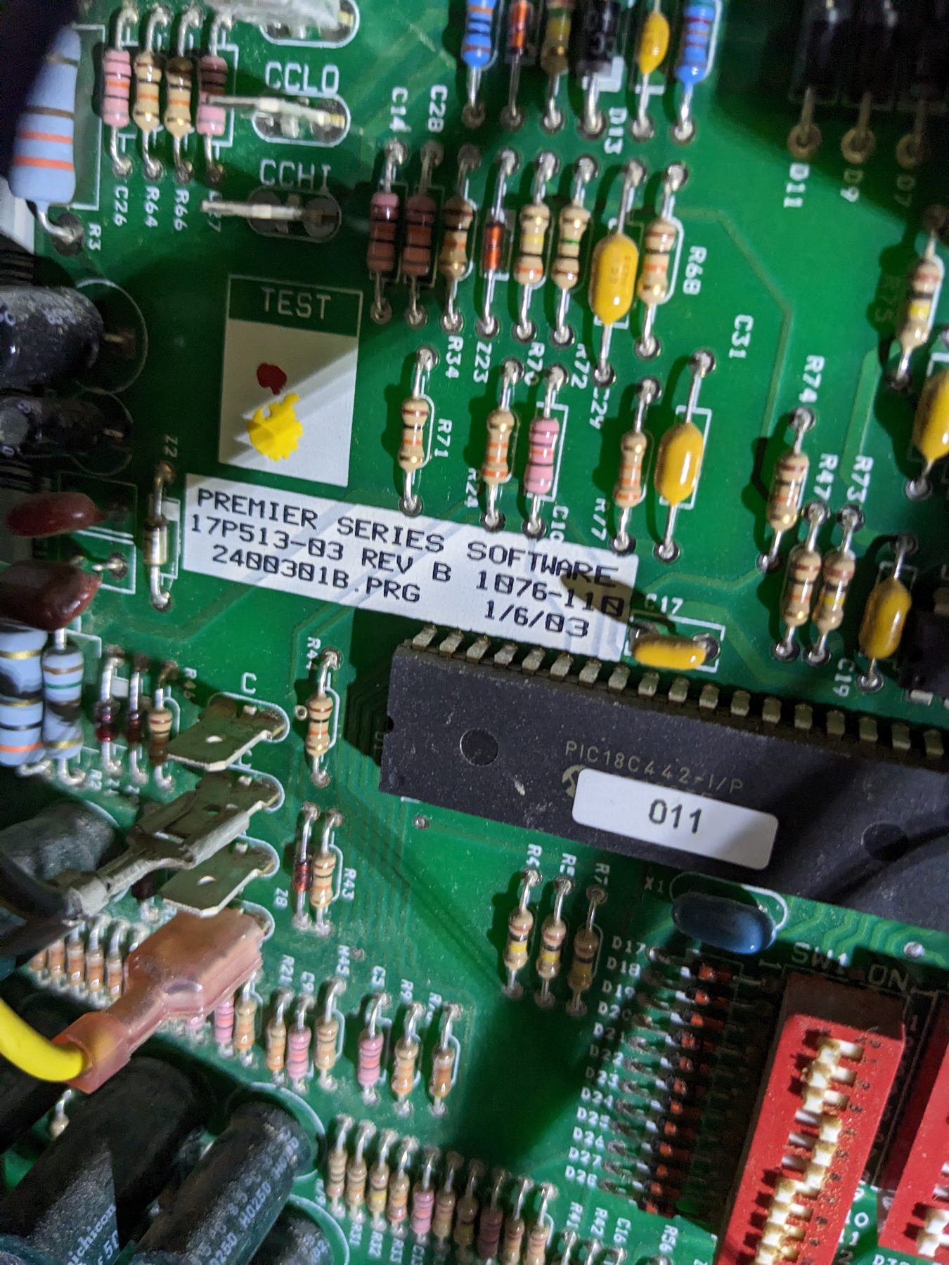WaterFurnace Premier Series geothermal heat pump control board during a Hartzell's Heat and Air service visit near Edmond, Oklahoma