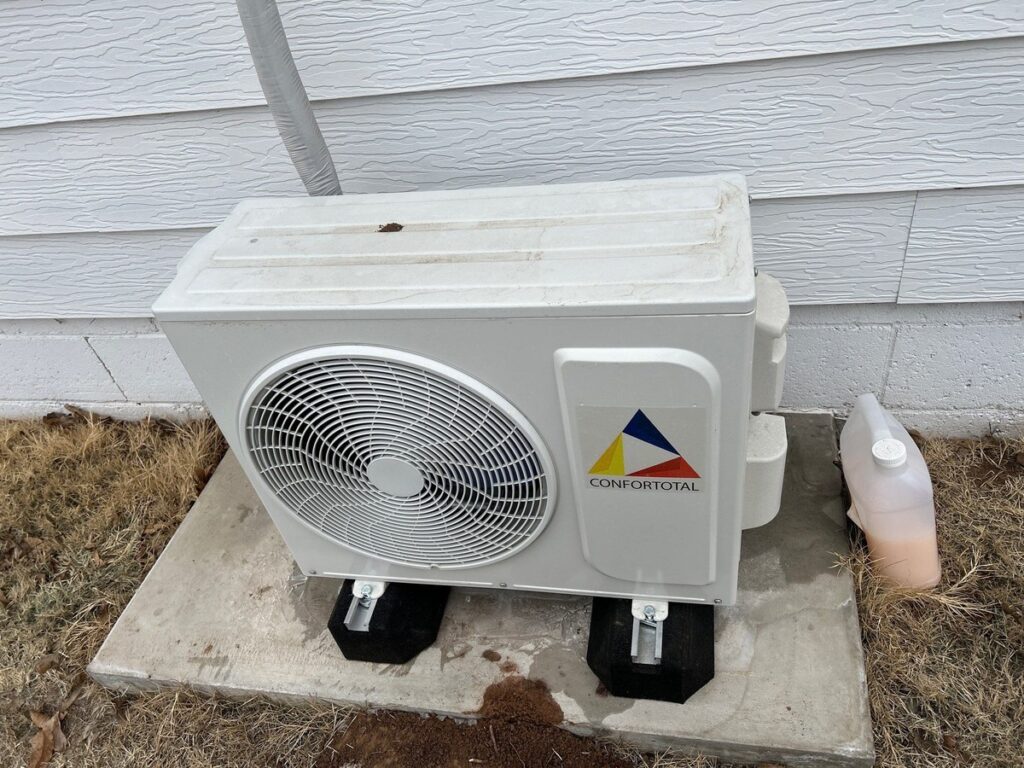 Ductless mini-split installation on a Hartzell's Heat and Air job in Okarche, Oklahoma