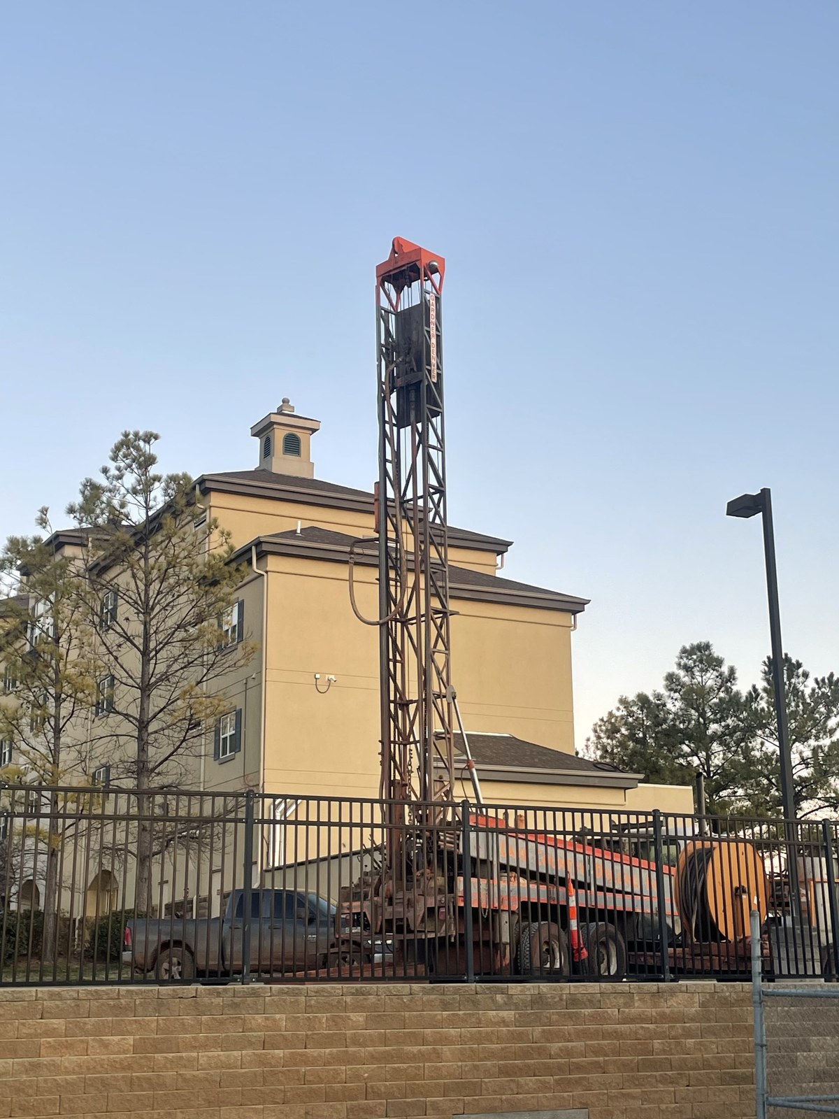 Geothermal drilling equipment and vertical bore site work.