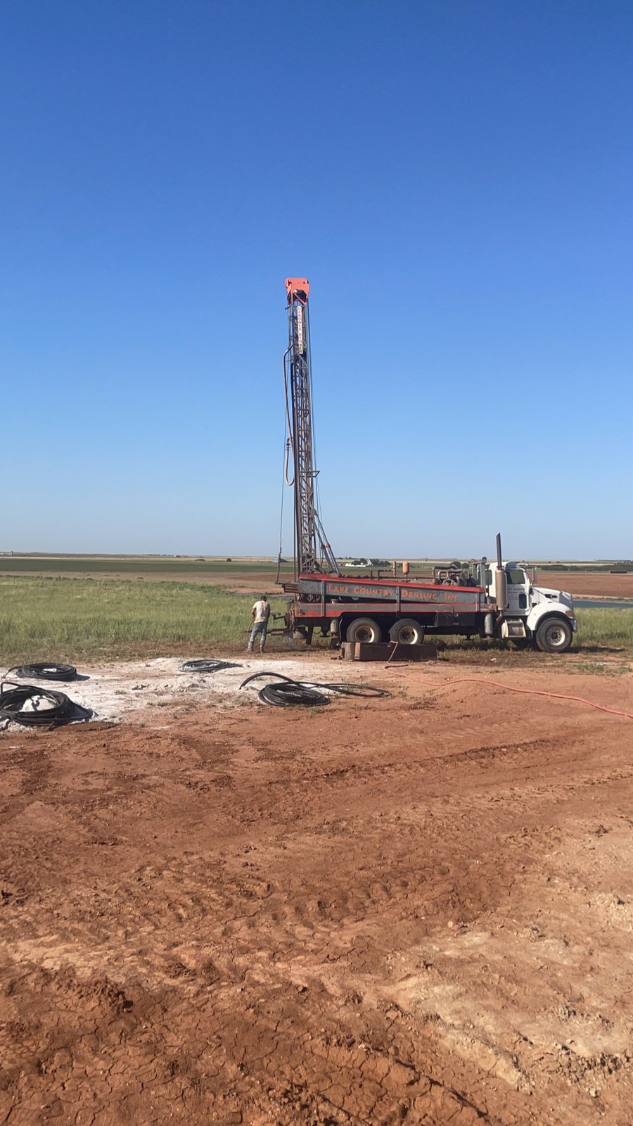 Geothermal drilling equipment and vertical bore site work.