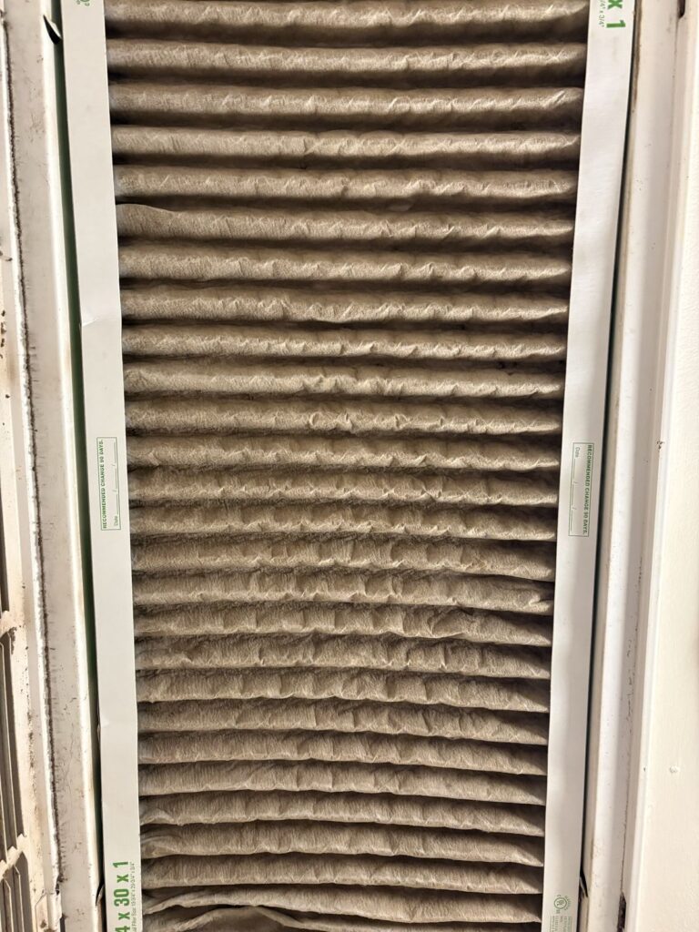 Dirty air filter at a return grille in Kingfisher