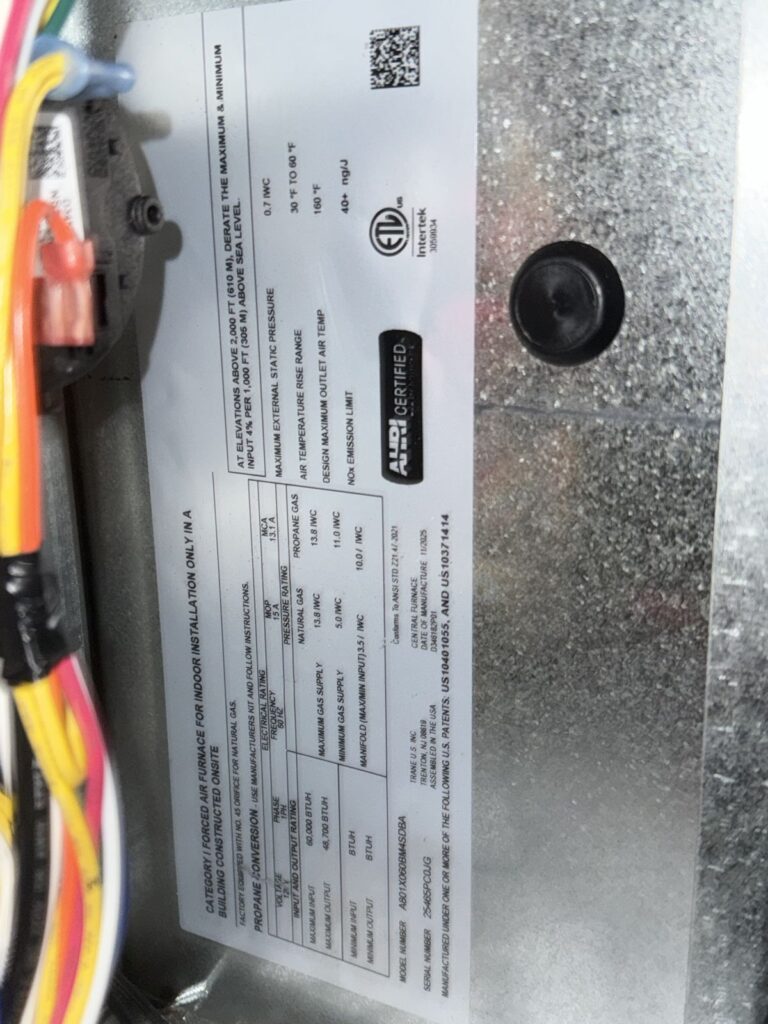 Furnace data label in Kingfisher