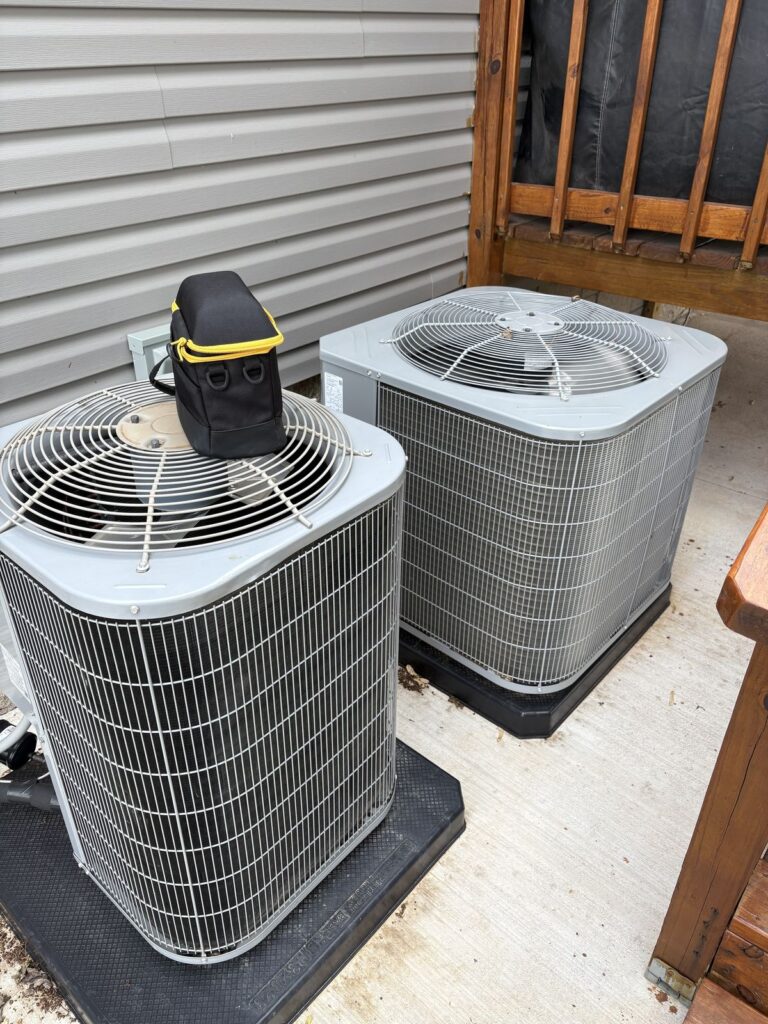 Two outdoor AC condensers
