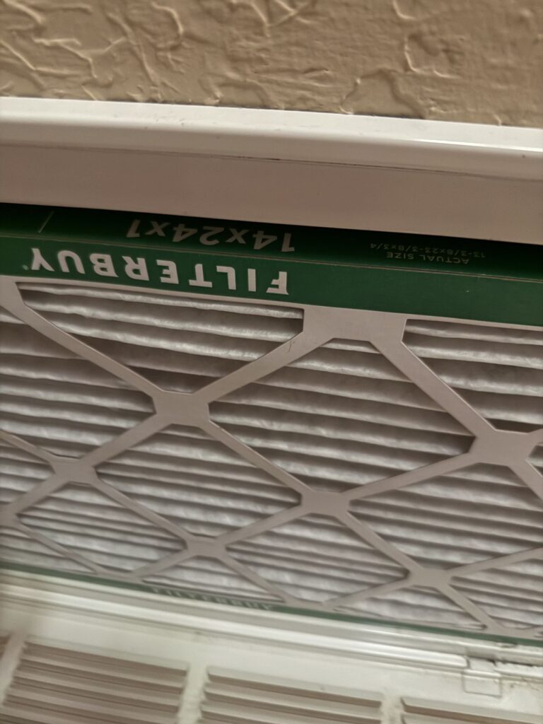 Air filter in a return grille, geothermal heating repair in Mustang, OK