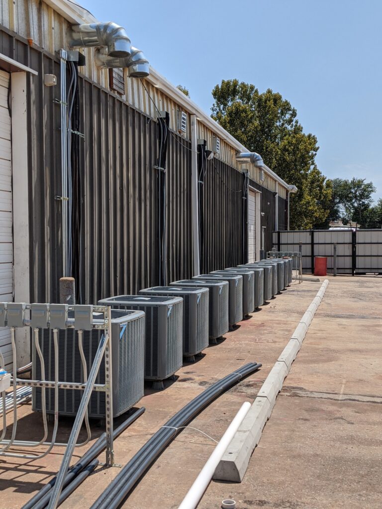 Row of commercial condensers