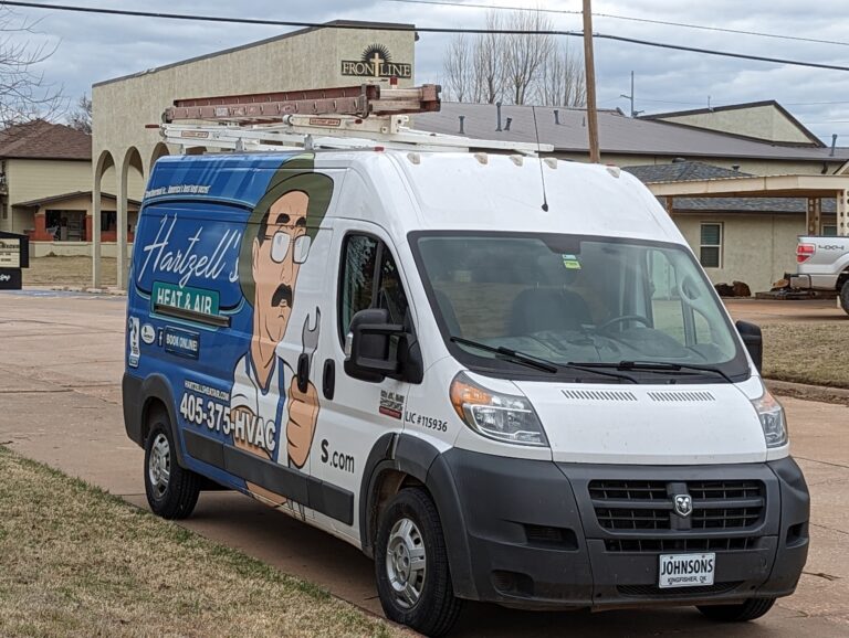 Hartzell's Heat and Air service van in Kingfisher