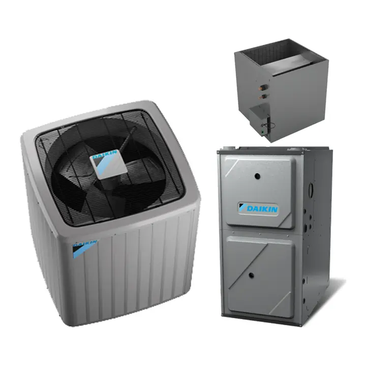 Daikin air conditioner, furnace and matched coil (manufacturer photos)