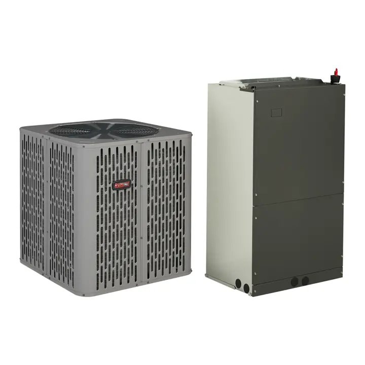RunTru by Trane heat pump with matched air handler (manufacturer photos)
