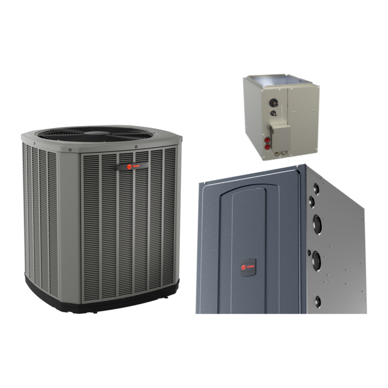 Trane XR14 air conditioner with Trane S9B1 92% gas furnace and a matched cased coil (manufacturer photos)