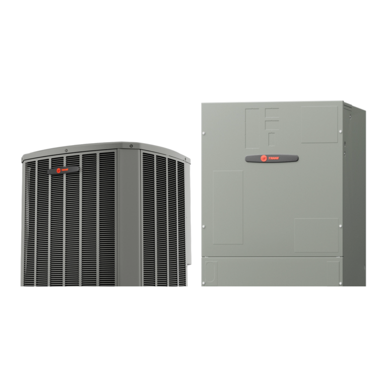 Trane XR17 heat pump with matched air handler (manufacturer photos)